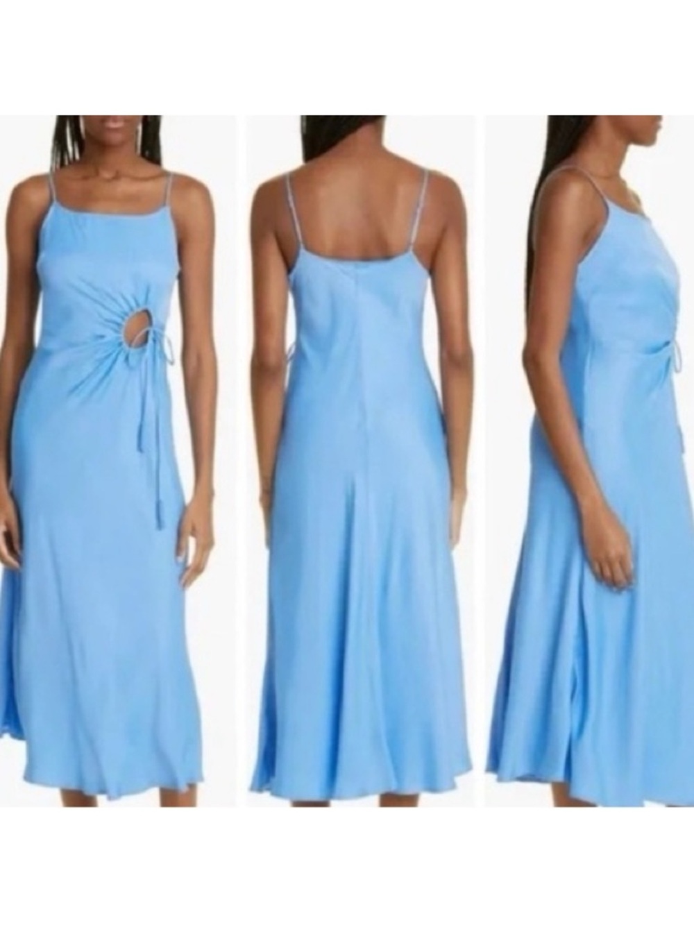 FARM Rio Sky-Blue Midi Dress with Side Ring Tie - Picture 2 of 3